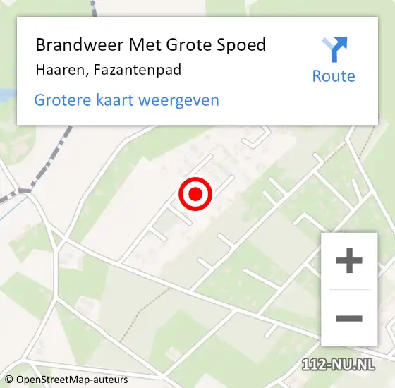 Locatie op kaart van de 112 melding: Brandweer Met Grote Spoed Naar Haaren, Fazantenpad op 15 augustus 2021 06:03