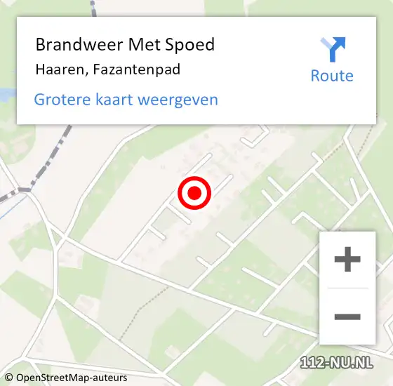 Locatie op kaart van de 112 melding: Brandweer Met Spoed Naar Haaren, Fazantenpad op 15 augustus 2021 06:17