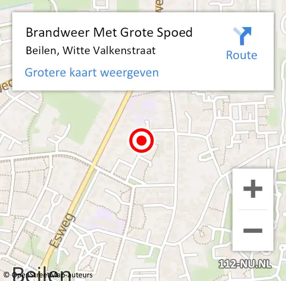 Locatie op kaart van de 112 melding: Brandweer Met Grote Spoed Naar Beilen, Witte Valkenstraat op 15 augustus 2021 06:17