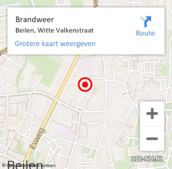 Locatie op kaart van de 112 melding: Brandweer Beilen, Witte Valkenstraat op 15 augustus 2021 06:20