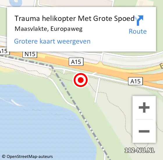 Locatie op kaart van de 112 melding: Trauma helikopter Met Grote Spoed Naar Maasvlakte, Europaweg op 15 augustus 2021 06:41