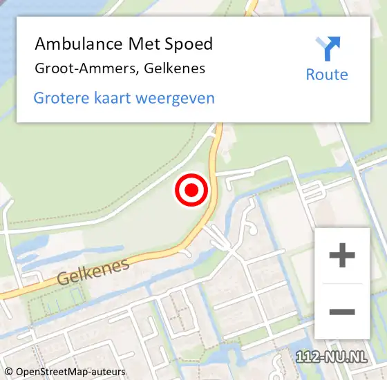 Locatie op kaart van de 112 melding: Ambulance Met Spoed Naar Groot-Ammers, Gelkenes op 15 augustus 2021 06:45