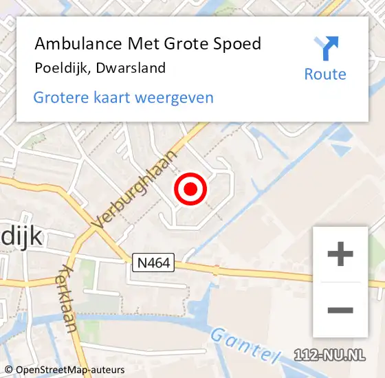 Locatie op kaart van de 112 melding: Ambulance Met Grote Spoed Naar Poeldijk, Dwarsland op 15 augustus 2021 06:47