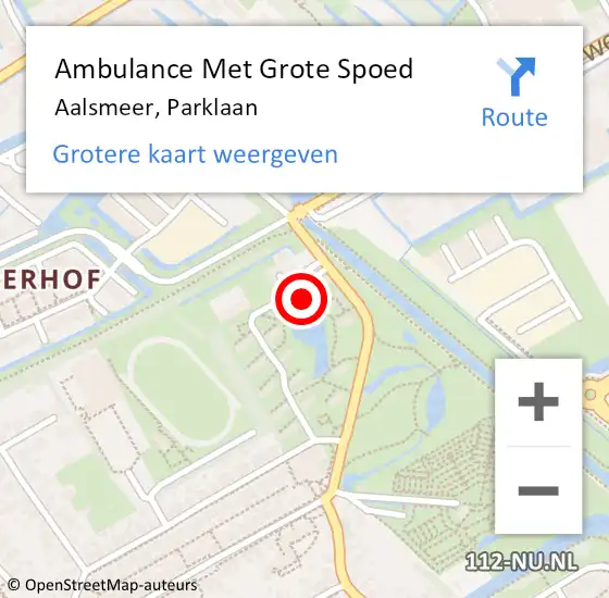 Locatie op kaart van de 112 melding: Ambulance Met Grote Spoed Naar Aalsmeer, Parklaan op 15 augustus 2021 06:59