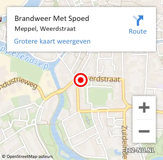 Locatie op kaart van de 112 melding: Brandweer Met Spoed Naar Meppel, Weerdstraat op 15 augustus 2021 07:22