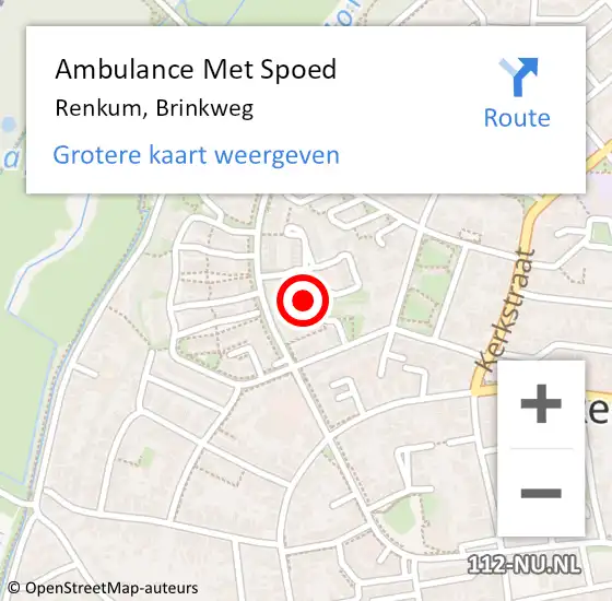 Locatie op kaart van de 112 melding: Ambulance Met Spoed Naar Renkum, Brinkweg op 15 augustus 2021 07:33