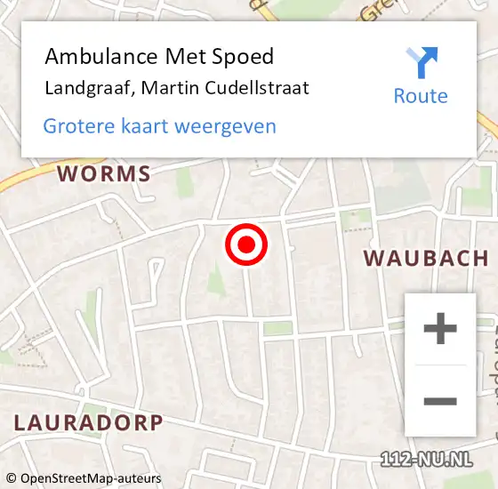 Locatie op kaart van de 112 melding: Ambulance Met Spoed Naar Landgraaf, Martin Cudellstraat op 5 oktober 2013 16:08