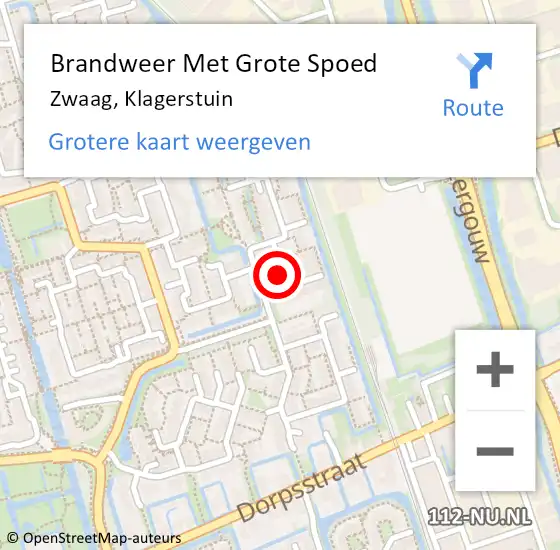 Locatie op kaart van de 112 melding: Brandweer Met Grote Spoed Naar Zwaag, Klagerstuin op 15 augustus 2021 08:33