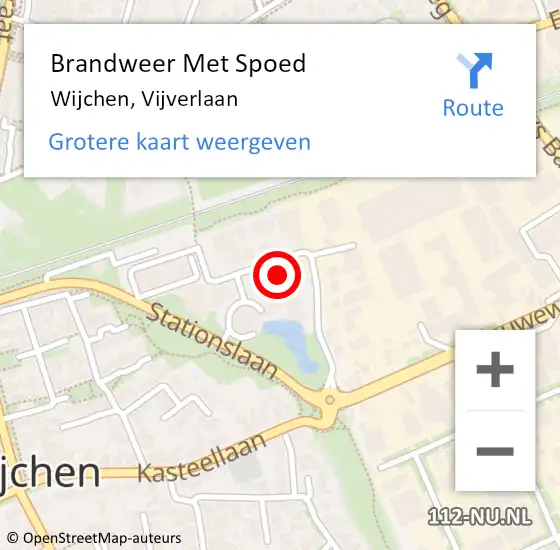 Locatie op kaart van de 112 melding: Brandweer Met Spoed Naar Wijchen, Vijverlaan op 15 augustus 2021 08:37