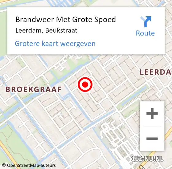 Locatie op kaart van de 112 melding: Brandweer Met Grote Spoed Naar Leerdam, Beukstraat op 15 augustus 2021 08:44