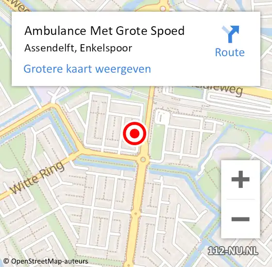 Locatie op kaart van de 112 melding: Ambulance Met Grote Spoed Naar Assendelft, Enkelspoor op 15 augustus 2021 08:58