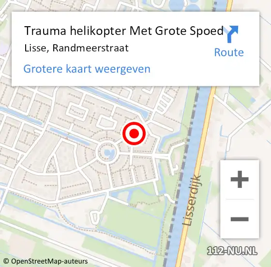 Locatie op kaart van de 112 melding: Trauma helikopter Met Grote Spoed Naar Lisse, Randmeerstraat op 15 augustus 2021 09:27