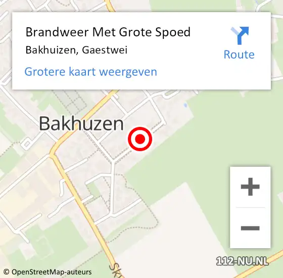 Locatie op kaart van de 112 melding: Brandweer Met Grote Spoed Naar Bakhuizen, Gaestwei op 15 augustus 2021 09:32