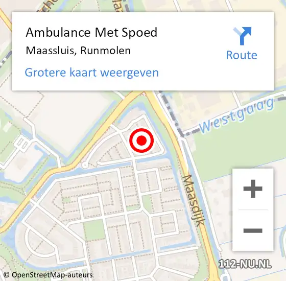 Locatie op kaart van de 112 melding: Ambulance Met Spoed Naar Maassluis, Runmolen op 15 augustus 2021 09:52