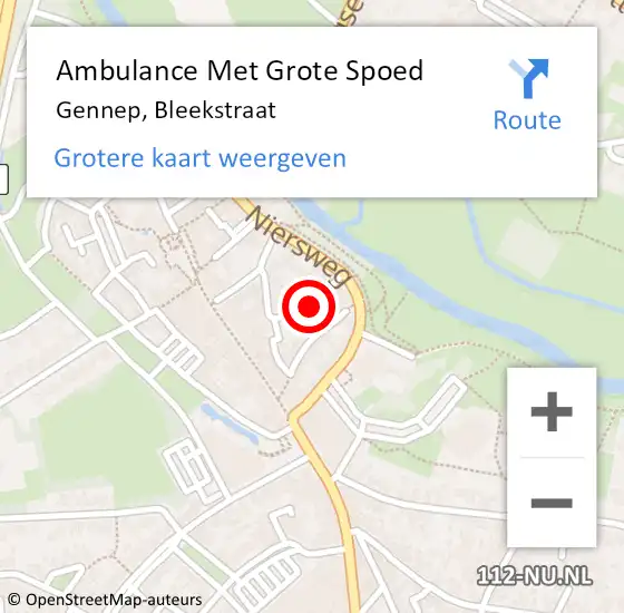 Locatie op kaart van de 112 melding: Ambulance Met Grote Spoed Naar Gennep, Bleekstraat op 15 augustus 2021 09:58