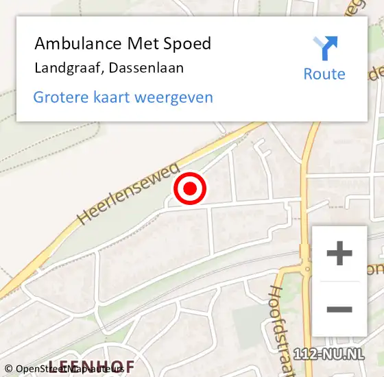 Locatie op kaart van de 112 melding: Ambulance Met Spoed Naar Landgraaf, Dassenlaan op 19 juni 2014 18:42