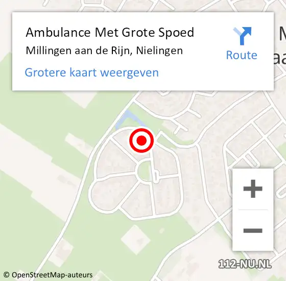 Locatie op kaart van de 112 melding: Ambulance Met Grote Spoed Naar Millingen aan de Rijn, Nielingen op 15 augustus 2021 10:09