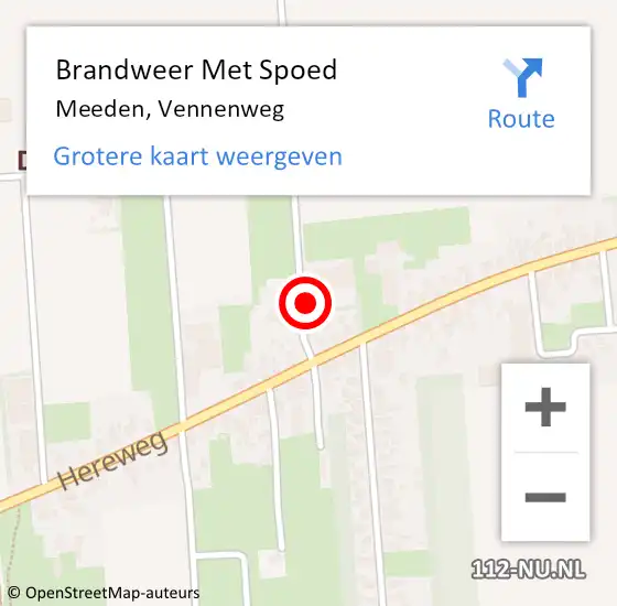 Locatie op kaart van de 112 melding: Brandweer Met Spoed Naar Meeden, Vennenweg op 15 augustus 2021 10:10