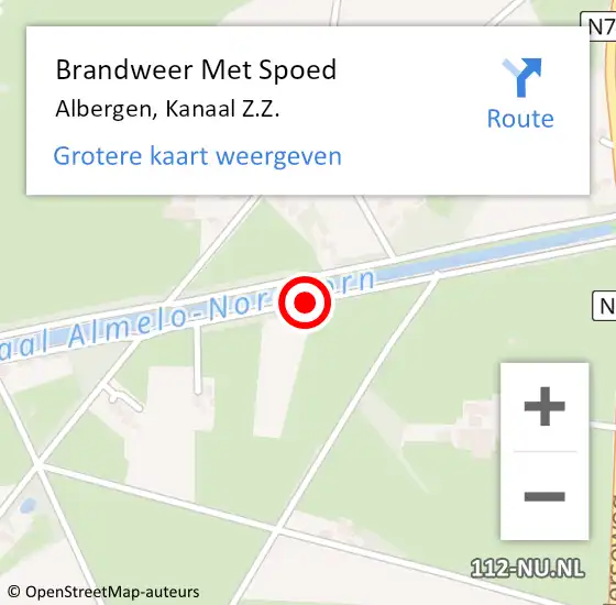 Locatie op kaart van de 112 melding: Brandweer Met Spoed Naar Albergen, Kanaal Z.Z. op 15 augustus 2021 10:15