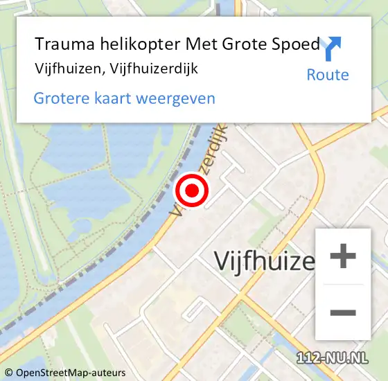 Locatie op kaart van de 112 melding: Trauma helikopter Met Grote Spoed Naar Vijfhuizen, Vijfhuizerdijk op 15 augustus 2021 10:24