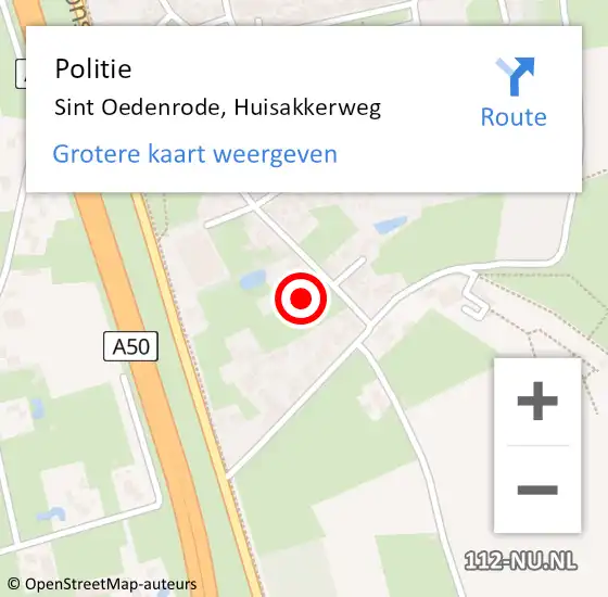 Locatie op kaart van de 112 melding: Politie Sint Oedenrode, Huisakkerweg op 15 augustus 2021 10:35