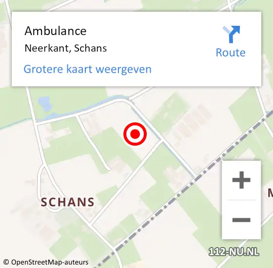 Locatie op kaart van de 112 melding: Ambulance Neerkant, Schans op 15 augustus 2021 10:36