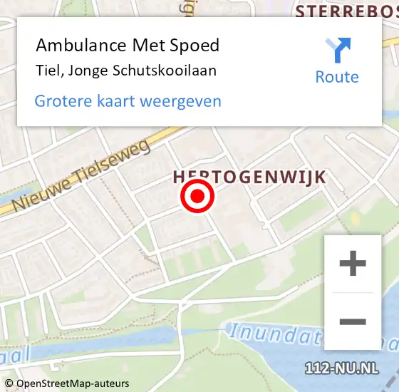 Locatie op kaart van de 112 melding: Ambulance Met Spoed Naar Tiel, Jonge Schutskooilaan op 15 augustus 2021 10:53