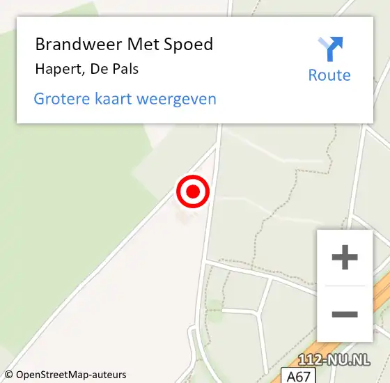 Locatie op kaart van de 112 melding: Brandweer Met Spoed Naar Hapert, De Pals op 15 augustus 2021 11:02