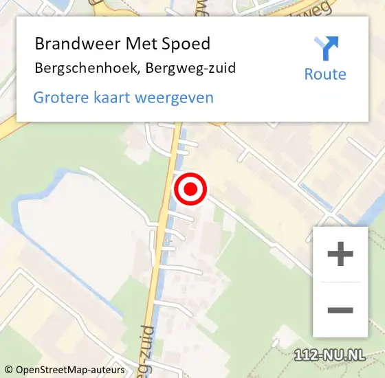 Locatie op kaart van de 112 melding: Brandweer Met Spoed Naar Bergschenhoek, Bergweg-zuid op 15 augustus 2021 11:06