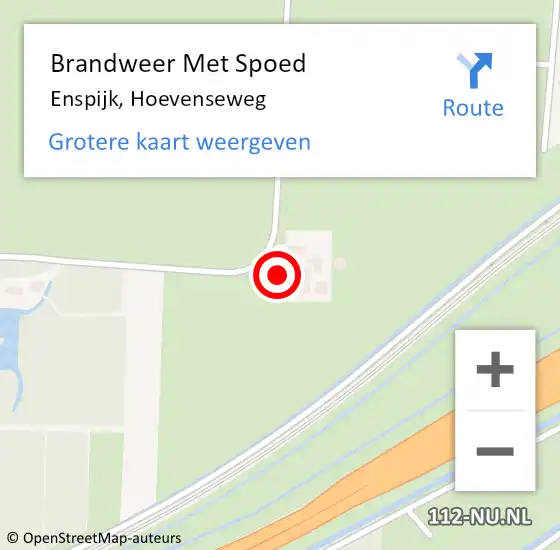 Locatie op kaart van de 112 melding: Brandweer Met Spoed Naar Enspijk, Hoevenseweg op 19 juni 2014 18:53