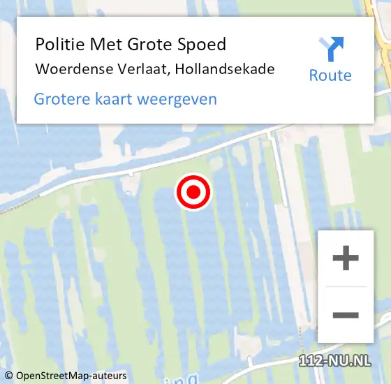 Locatie op kaart van de 112 melding: Politie Met Grote Spoed Naar Woerdense Verlaat, Hollandsekade op 15 augustus 2021 11:25