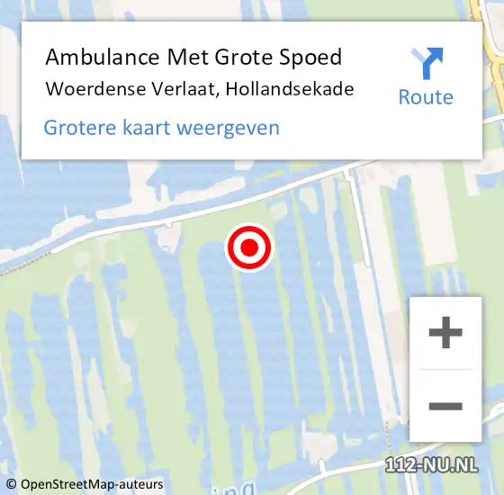 Locatie op kaart van de 112 melding: Ambulance Met Grote Spoed Naar Woerdense Verlaat, Hollandsekade op 15 augustus 2021 11:27