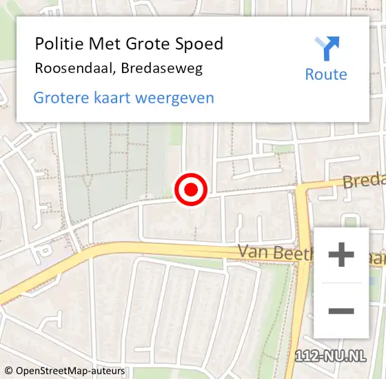 Locatie op kaart van de 112 melding: Politie Met Grote Spoed Naar Roosendaal, Bredaseweg op 15 augustus 2021 11:29