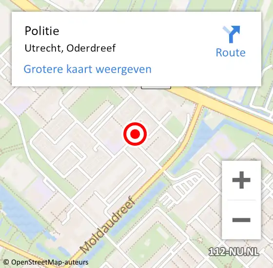 Locatie op kaart van de 112 melding: Politie Utrecht, Oderdreef op 15 augustus 2021 11:37