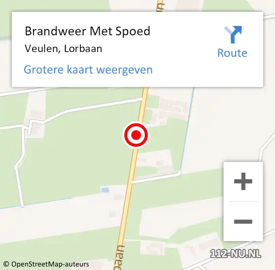 Locatie op kaart van de 112 melding: Brandweer Met Spoed Naar Veulen, Lorbaan op 15 augustus 2021 11:48