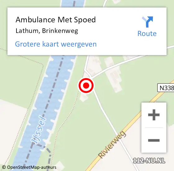 Locatie op kaart van de 112 melding: Ambulance Met Spoed Naar Lathum, Brinkenweg op 15 augustus 2021 11:54