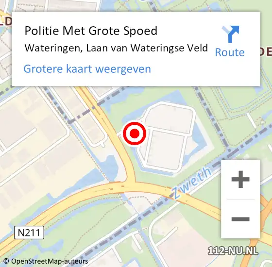 Locatie op kaart van de 112 melding: Politie Met Grote Spoed Naar Wateringen, Laan van Wateringse Veld op 15 augustus 2021 11:56