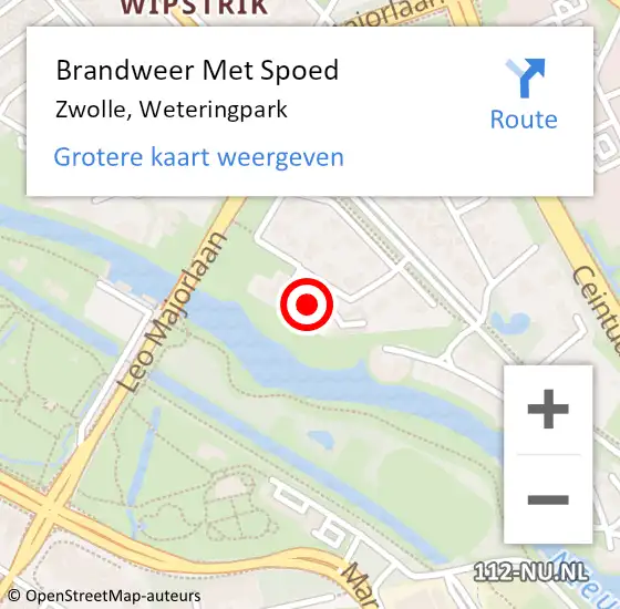 Locatie op kaart van de 112 melding: Brandweer Met Spoed Naar Zwolle, Weteringpark op 15 augustus 2021 12:24