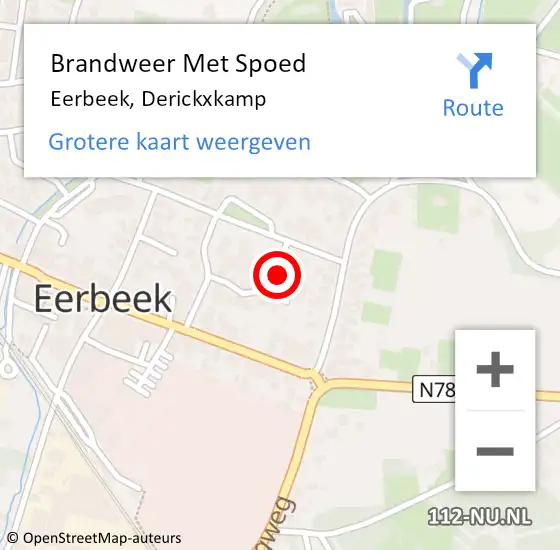 Locatie op kaart van de 112 melding: Brandweer Met Spoed Naar Eerbeek, Derickxkamp op 15 augustus 2021 12:43