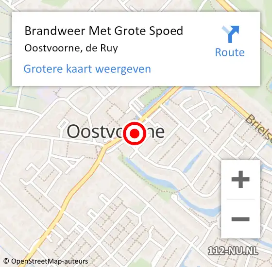 Locatie op kaart van de 112 melding: Brandweer Met Grote Spoed Naar Oostvoorne, de Ruy op 15 augustus 2021 12:46