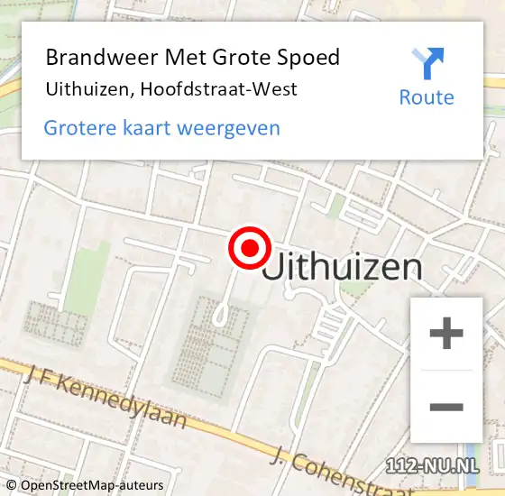 Locatie op kaart van de 112 melding: Brandweer Met Grote Spoed Naar Uithuizen, Hoofdstraat-West op 15 augustus 2021 12:48