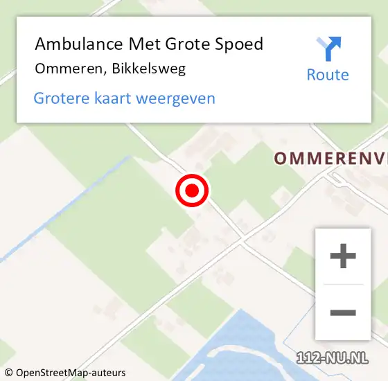 Locatie op kaart van de 112 melding: Ambulance Met Grote Spoed Naar Ommeren, Bikkelsweg op 5 oktober 2013 16:11