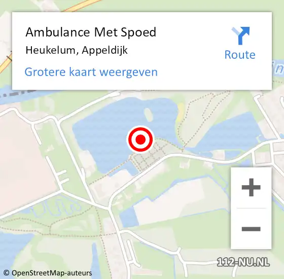 Locatie op kaart van de 112 melding: Ambulance Met Spoed Naar Heukelum, Appeldijk op 15 augustus 2021 13:10