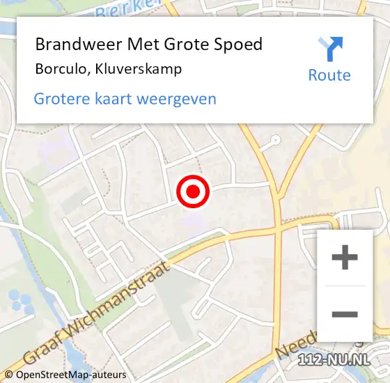 Locatie op kaart van de 112 melding: Brandweer Met Grote Spoed Naar Borculo, Kluverskamp op 15 augustus 2021 13:16