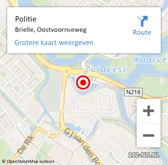 Locatie op kaart van de 112 melding: Politie Brielle, Oostvoornseweg op 15 augustus 2021 13:18