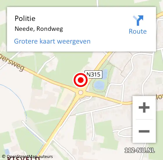 Locatie op kaart van de 112 melding: Politie Neede, Rondweg op 15 augustus 2021 13:21
