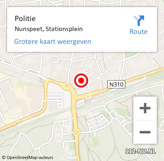 Locatie op kaart van de 112 melding: Politie Nunspeet, Stationsplein op 15 augustus 2021 13:25