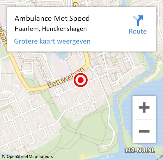 Locatie op kaart van de 112 melding: Ambulance Met Spoed Naar Haarlem, Henckenshagen op 15 augustus 2021 13:40