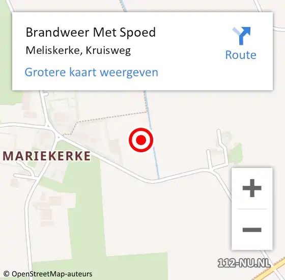 Locatie op kaart van de 112 melding: Brandweer Met Spoed Naar Meliskerke, Kruisweg op 15 augustus 2021 13:49