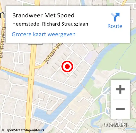 Locatie op kaart van de 112 melding: Brandweer Met Spoed Naar Heemstede, Richard Strauszlaan op 15 augustus 2021 14:04